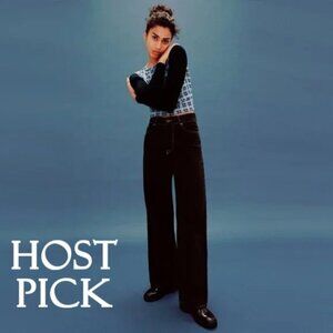 NWT Zara blue plaid check print combination knit sweater top, S